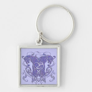 Vintage Lions with Swirls 4 Heads and Circle Swirl Keychain