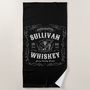 Vintage Liquor ADD NAME Old Grim Reaper Whiskey  Beach Towel