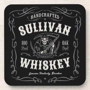 Vintage Liquor ADD NAME Old Grim Reaper Whiskey Beverage Coaster