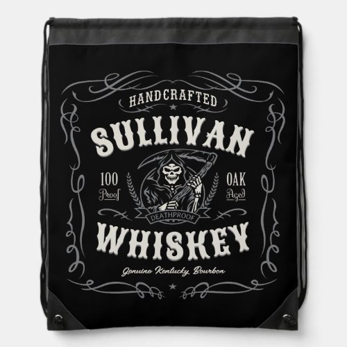 Vintage Liquor ADD NAME Old Grim Reaper Whiskey  Drawstring Bag