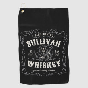 Vintage Liquor ADD NAME Old Grim Reaper Whiskey Golf Towel