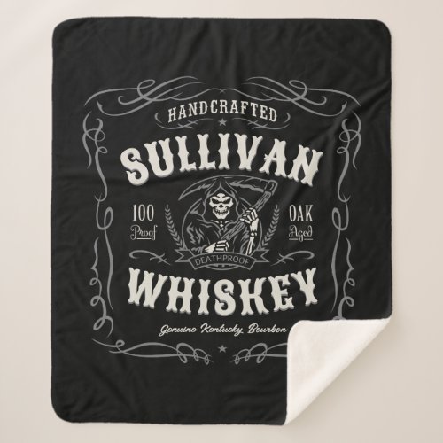 Vintage Liquor ADD NAME Old Grim Reaper Whiskey   Sherpa Blanket