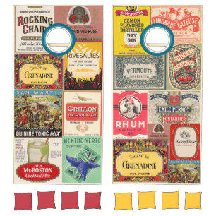 Vintage Liquor Label Collection Brandy Whiskey Gin Cornhole Set