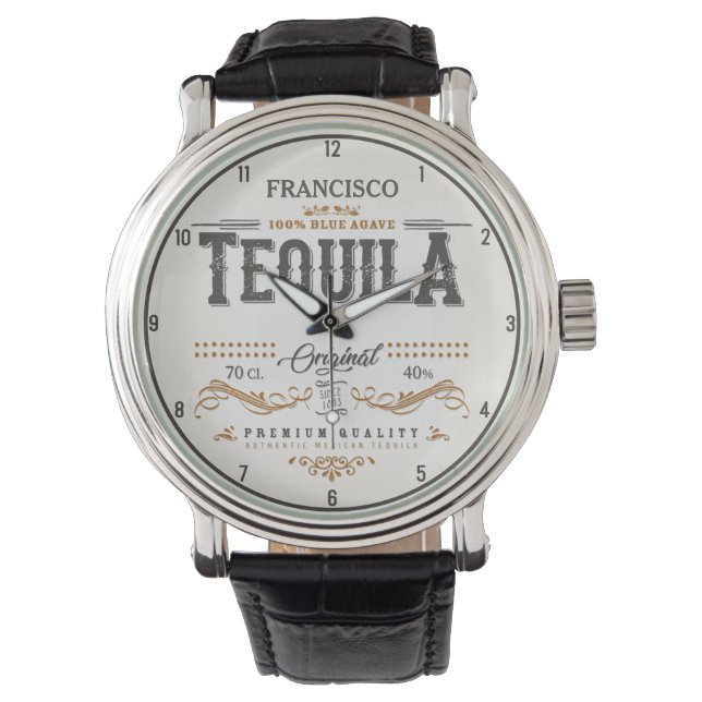 Vintage Liquor Personalized Mexican Tequila Bar  Watch (Front)