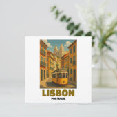 Vintage Lisbon Portugal Retro Tram Street Scene (Standing Front)