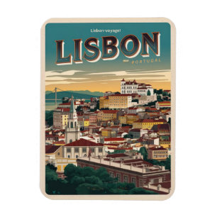 Vintage lisbon portugal travel gifts and souvenirs magnet