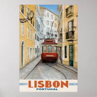 Vintage Lisbon Portugal Travel Poster Print