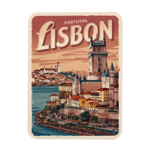 Vintage lisbon portugal water castle travel gifts magnet