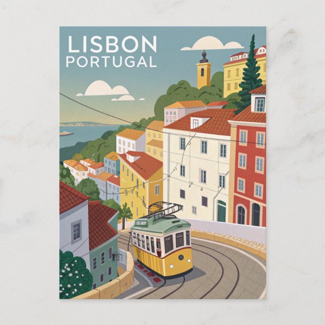 Vintage Lisbon Travel Postcard (Front)