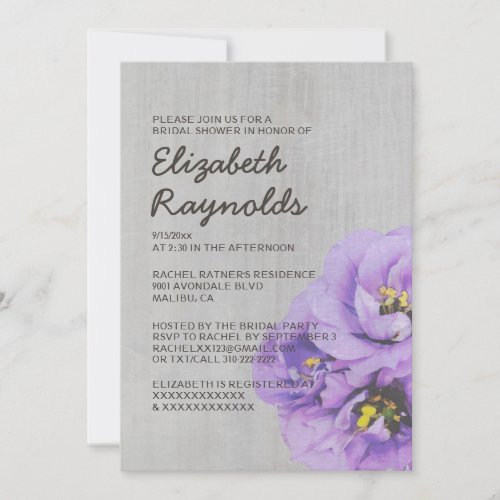 Vintage Lisianthus Bridal Shower Invitations
