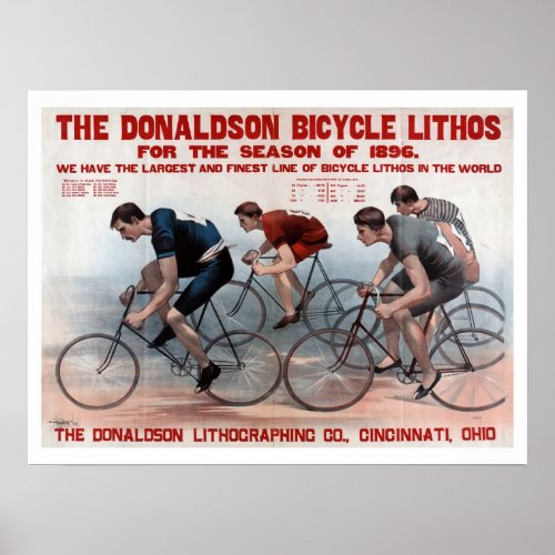 Vintage litho bicycle racing advertising poster