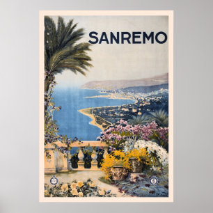 Vintage Litho Travel ad Sanremo Italy Poster