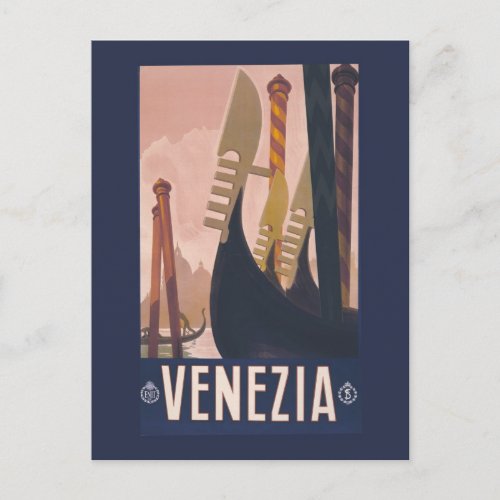 Vintage Litho Travel ad Venice Italy Postcard