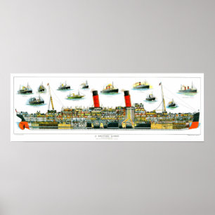 Vintage Lithograph British Ocean Liner RMS Caronia Poster