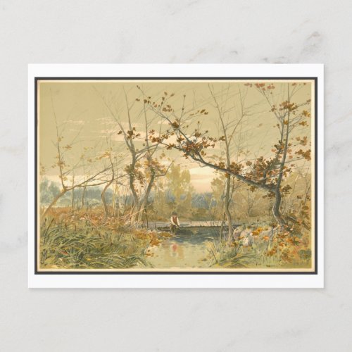 Vintage Lithograph of AutumnFall Scene in Meadow Postcard