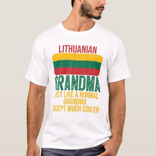Vintage Lithuanian Grandma Lithuania Flag For Moth T_Shirt
