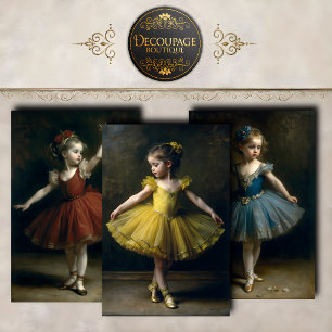 Vintage Little Ballerinas Collection Decoupage Wrapping Paper Sheets