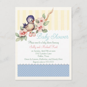 Vintage Little Bird Baby Shower Invitation