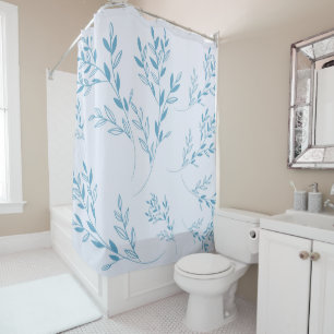 Vintage Little Blue Leaves Botanical  Shower Curtain