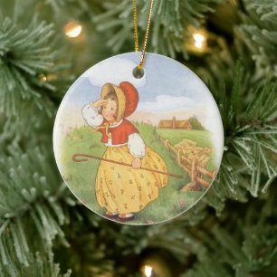 Vintage Little Bo Peep Mother Goose Nursery Rhyme Ceramic Ornament