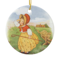 Vintage Little Bo Peep Mother Goose Nursery Rhyme Ceramic Ornament