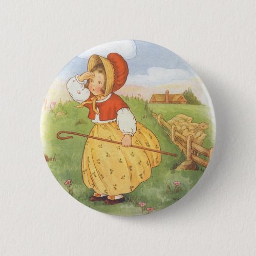 Vintage Little Bo Peep Mother Goose Nursery Rhyme Pinback Button