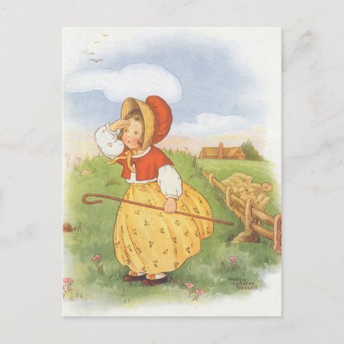 Vintage Little Bo Peep Mother Goose Nursery Rhyme Postcard