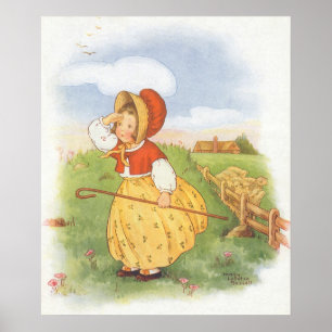 Vintage Little Bo Peep Mother Goose Nursery Rhyme Poster