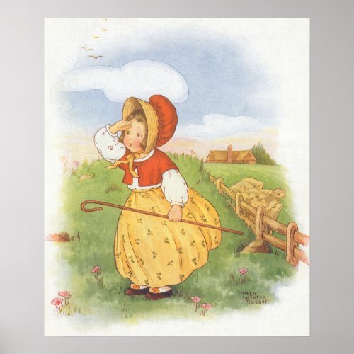 Vintage Little Bo Peep Mother Goose Nursery Rhyme Poster