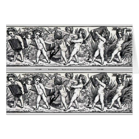 Vintage Little Book Carrying Cherubs Bookmark (Front Horizontal)