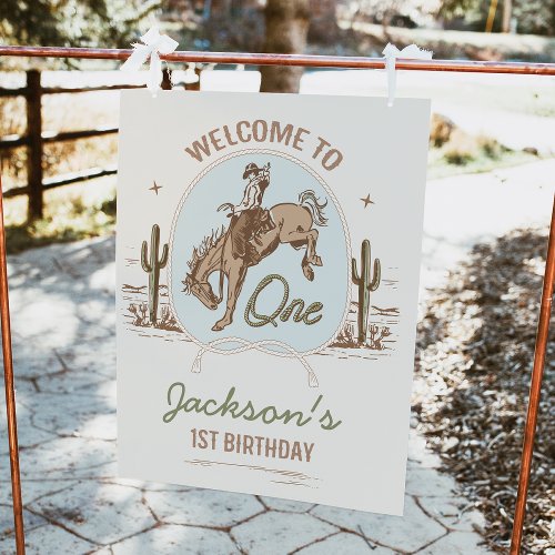 Vintage Little Buckaroo 1st Birthday Welcome Sign