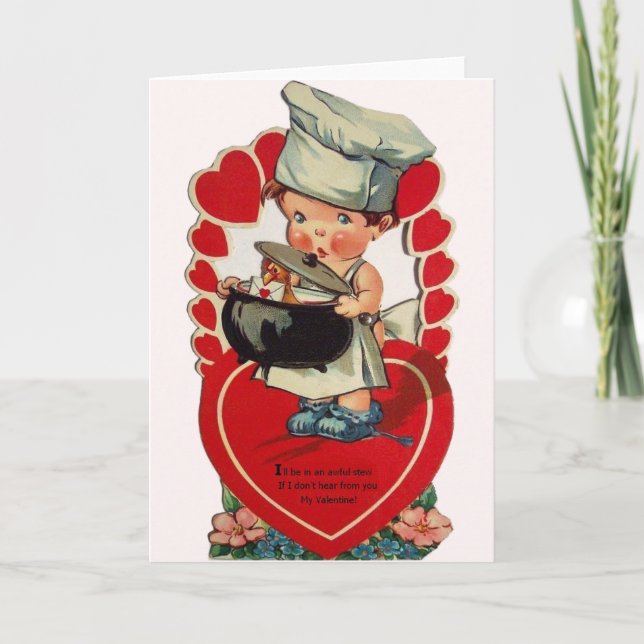 Vintage Little Chef Valentine's Day Card (Front)