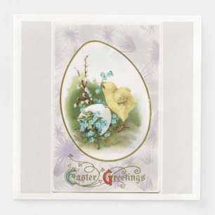 Vintage Little Chick and Egg Easter Paper Dinner Napkins