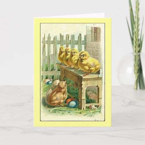 Vintage Little Chicks Easter Greeting Holiday Card