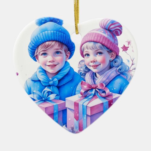 Vintage Little Children Christmas Personalized Ceramic Ornament
