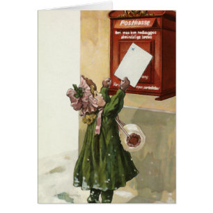 Vintage Little Girl at the mailbox - New Year