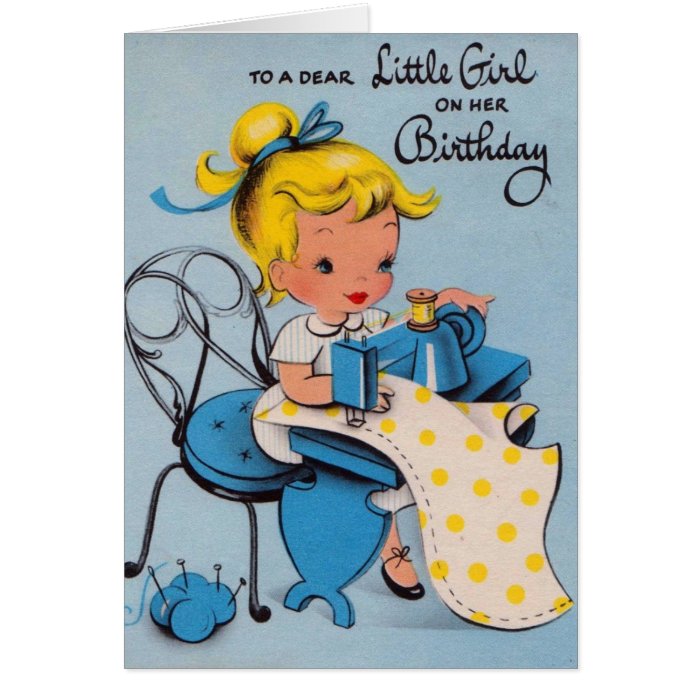 Vintage Little Girl Birthday Card