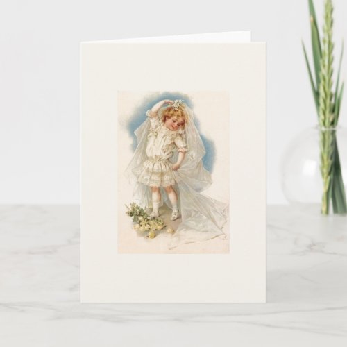 Vintage Little Girl Bride Wedding Note Card