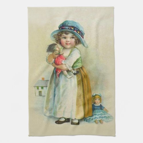 Vintage Little Girl Chubby Cheeks Hat Dolls Towel
