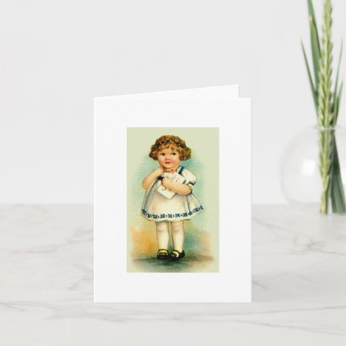 Vintage Little Girl _ Curly Hair _ Cute Note Card