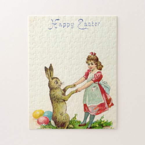 Vintage Little Girl Dance with Bunny Easter Egg Jigsaw Puzzle