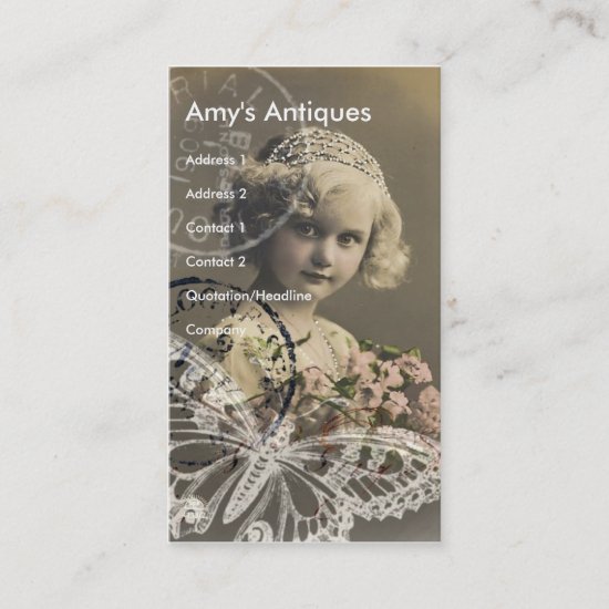 Vintage Little Girl Digital Art Business Card
