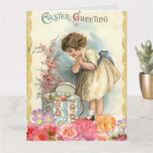 Vintage Little Girl Easter Card