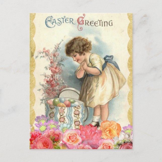  Vintage Little Girl Easter Postcard (Front)