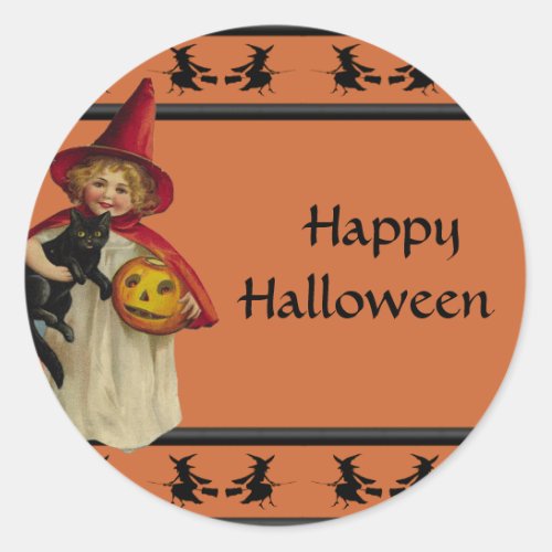 Vintage Little Girl Halloween Sticker
