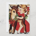 Vintage Little Girl Kissing Baby Christmas Deer Holiday Card<br><div class="desc">Vintage Little Girl Kissing Baby Christmas Deer Holiday Card.</div>