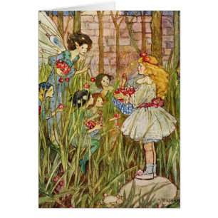 Vintage - Little Girl Meets Fairies,