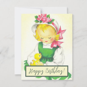 Vintage Little Girl Retro Cute Holiday Card