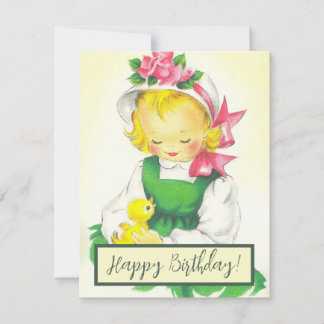 Vintage Little Girl Retro Cute Holiday Card