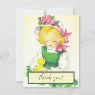 Vintage Little Girl Retro Cute Holiday Card